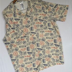 Disney Vacation Club Disney Parks Cream Short-Sleeve Printed Camp Shirt